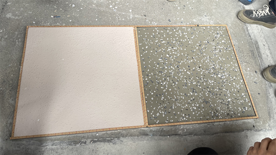 彩石無機磨石、水性環(huán)氧無機磨石攤鋪完成